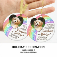I Crossed The Rainbow Bridge - Memorial Personalized Custom Photo Ceramic Ornament - Joliny
