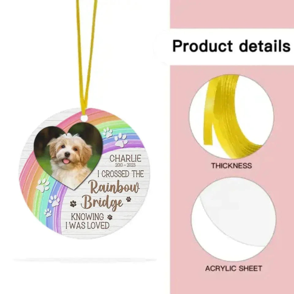 I Crossed The Rainbow Bridge - Memorial Personalized Custom Photo Round Shaped Ornament - Christmas Gift, Sympathy Gift For Pet Lovers - Joliny