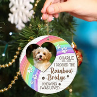 I Crossed The Rainbow Bridge - Memorial Personalized Custom Photo Round Shaped Ornament - Christmas Gift, Sympathy Gift For Pet Lovers - Joliny