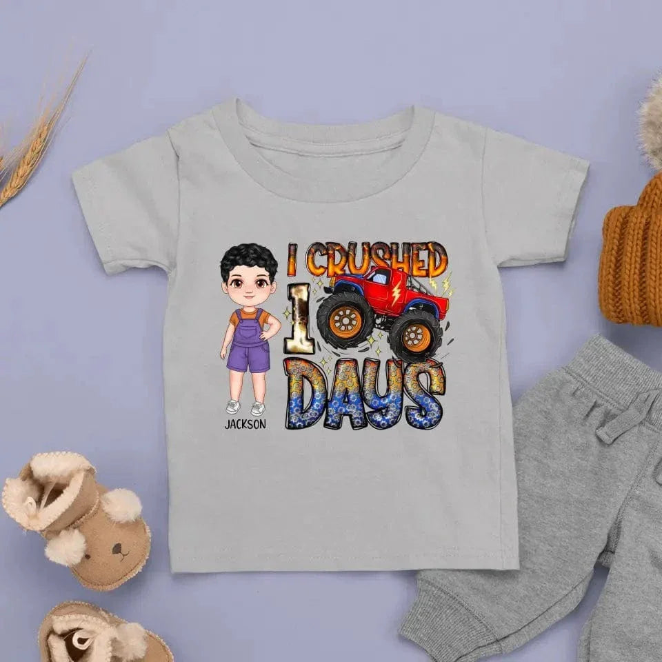 I Crushed 100 Days - Personalized Custom Youth T-Shirt - Gift For Kids, Family Members - Joliny