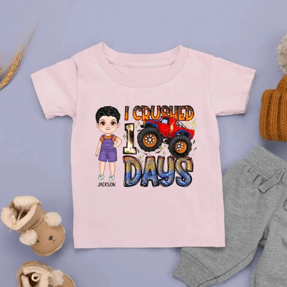 I Crushed 100 Days - Personalized Custom Youth T-Shirt - Gift For Kids, Family Members - Joliny
