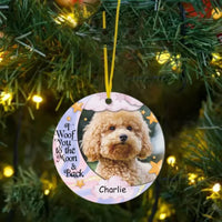 I Woof You To The Moon And Back - Custom Photo Dog Lovers Acrylic Circle Ornament - Joliny