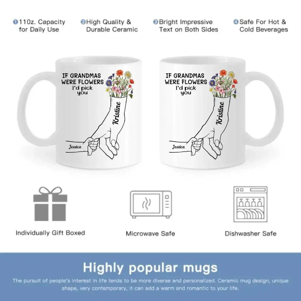 If Grandmas Were Flowers - Gift For Grandma - Personalized Mug - Joliny