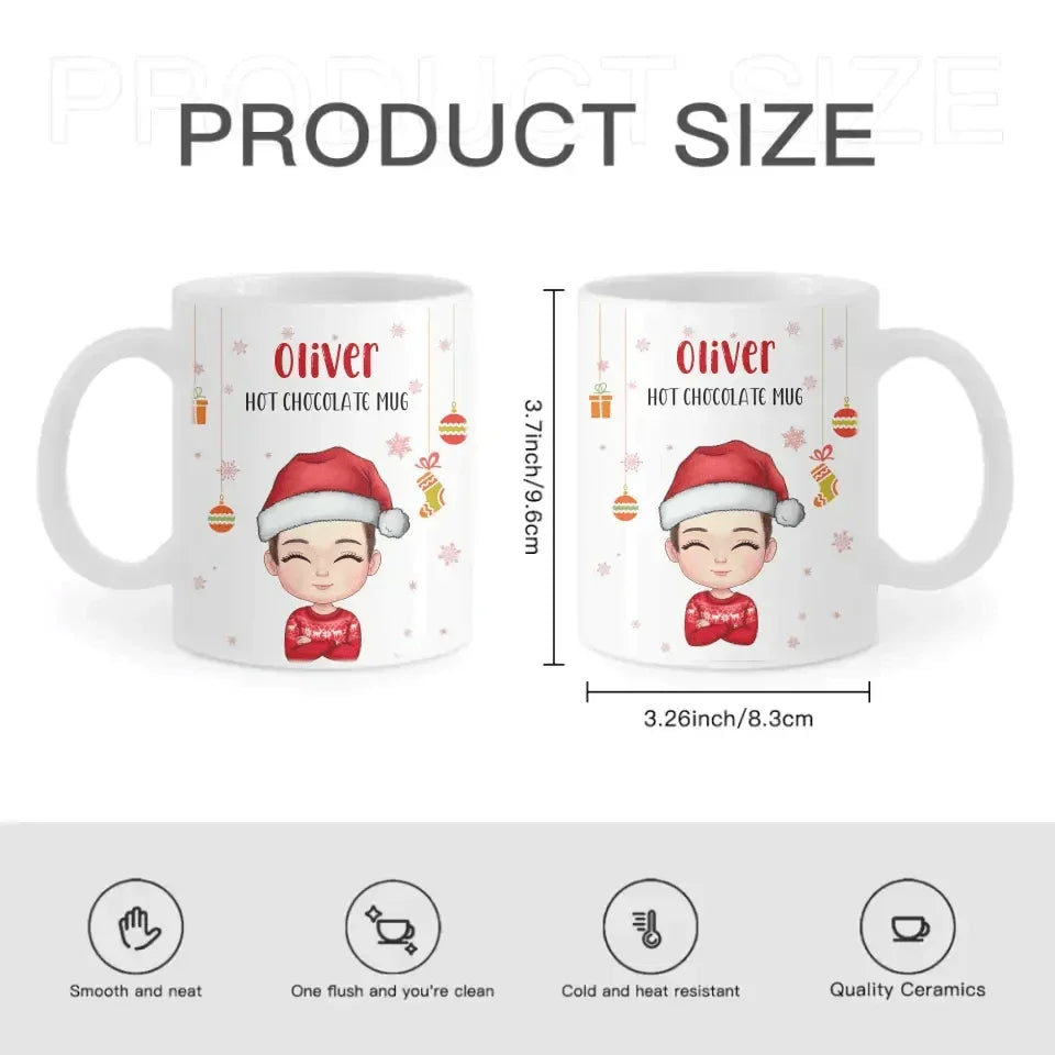 Kid Personalized Custom Hot Chocolate Mug, Cup - Christmas Gift For Kids - Joliny
