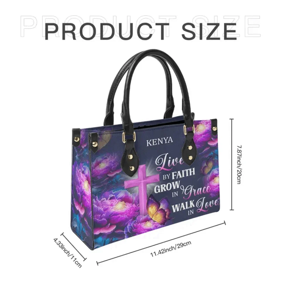 Live By Faith - Personalized Leather Bag - Joliny