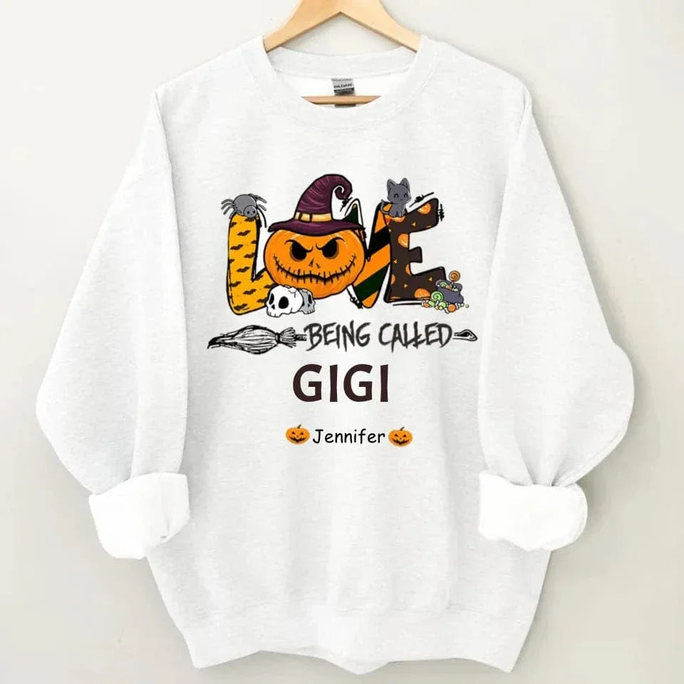 Love Being Called Grandma Customised Halloween Costumes - Personalized Name Sweatshirt - A Halloween Gift for Family