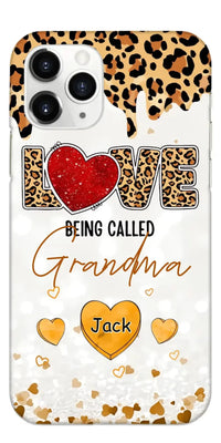 LOVE Being Called Grandma - Leopard Pattern - Personalized Phone Case - Joliny