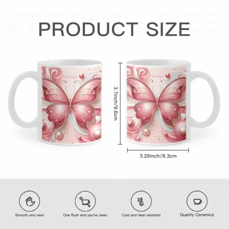 Love Butterfly - Personalized Name Custom Butterfly Decorated Mug - Joliny