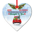 Love Couple Red Truck Christmas Heart Ornament - Joliny