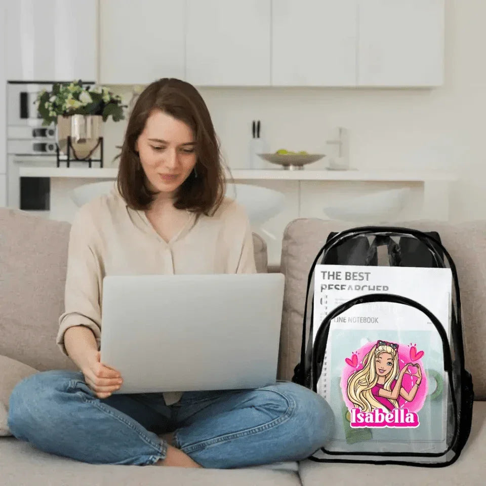 Love Girls Customized Name Clear Backpack - School Season Gift - Joliny