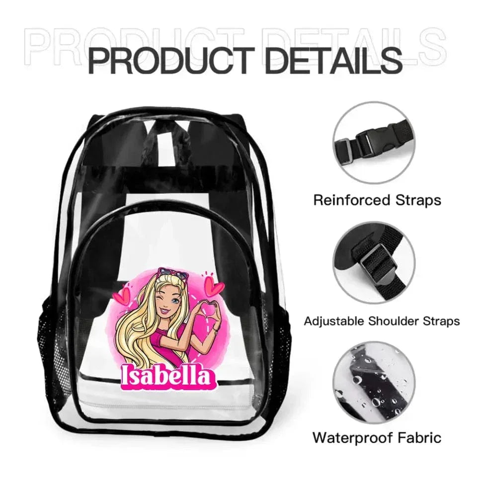 Love Girls Customized Name Clear Backpack - School Season Gift - Joliny