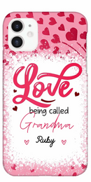 Love Is Being Called Grandma Pink Heart Grandma Nana With Kids Personalized Phone Case - Joliny