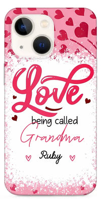 Love Is Being Called Grandma Pink Heart Grandma Nana With Kids Personalized Phone Case - Joliny