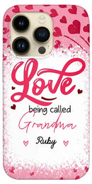 Love Is Being Called Grandma Pink Heart Grandma Nana With Kids Personalized Phone Case - Joliny