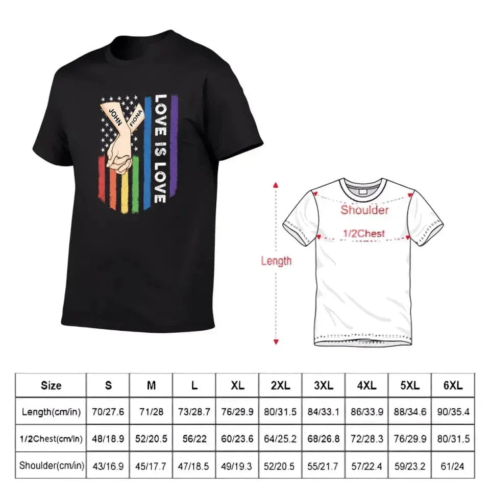 Love Is Love - Personalized Unisex T-shirt For Couples, a Gift For Your Loved One - Joliny