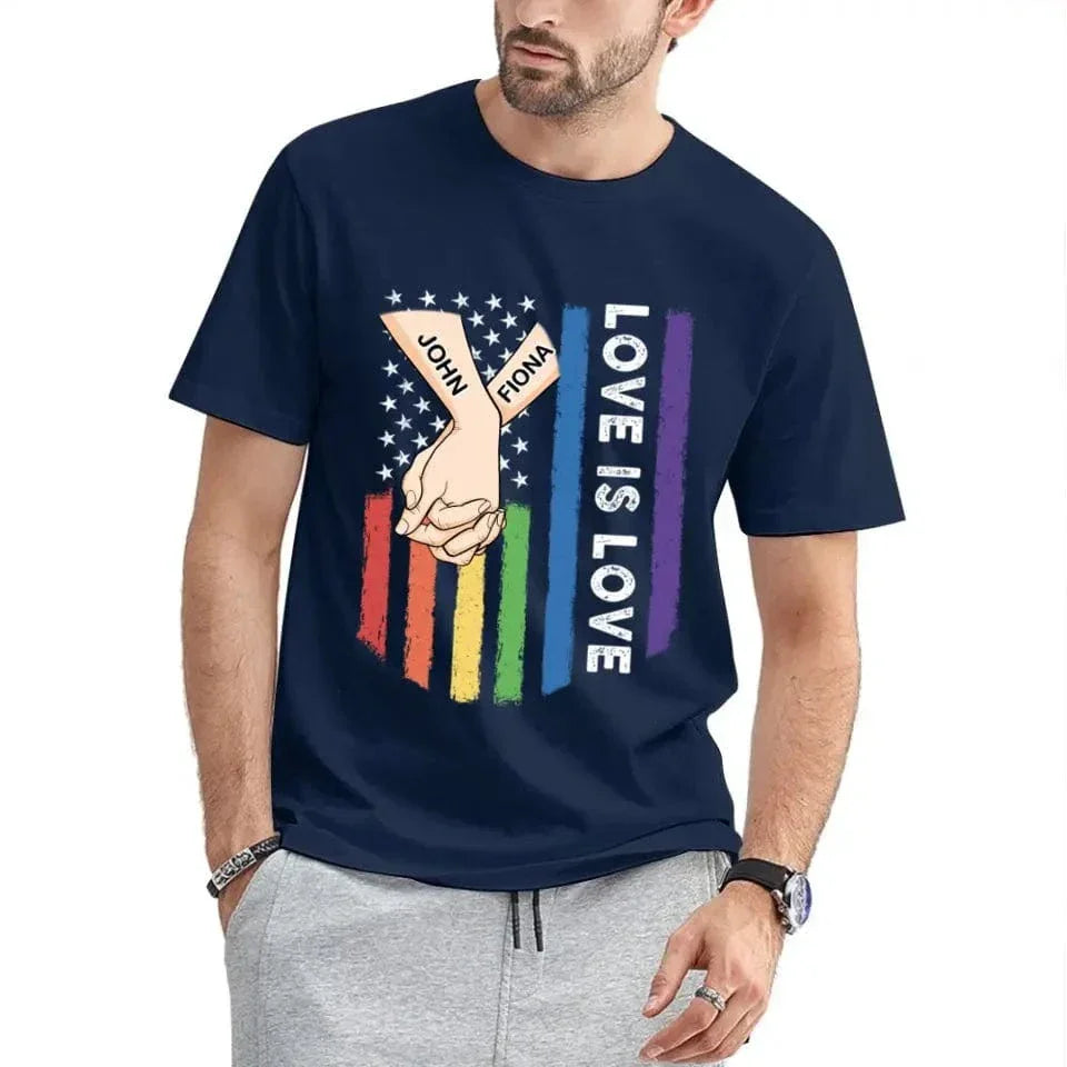 Love Is Love - Personalized Unisex T-shirt For Couples, a Gift For Your Loved One - Joliny