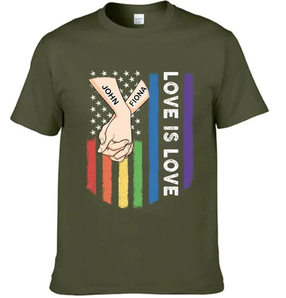 Love Is Love - Personalized Unisex T-shirt For Couples, a Gift For Your Loved One - Joliny