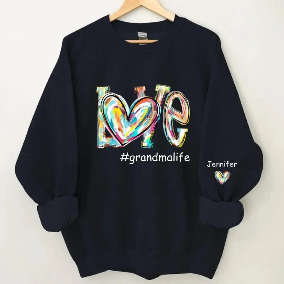 Love Life - Personalised Name Color Clip Art Sweatshirt - Gifts for Family,Friend - Joliny
