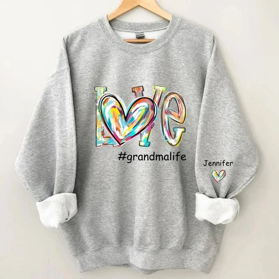 Love Life - Personalised Name Color Clip Art Sweatshirt - Gifts for Family,Friend