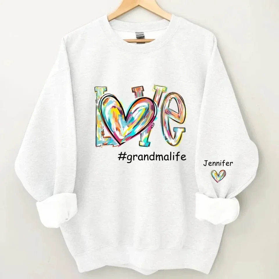 Love Life - Personalised Name Color Clip Art Sweatshirt - Gifts for Family,Friend
