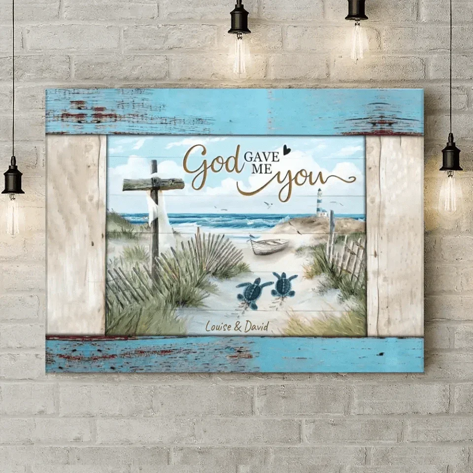 Loving Sea Turtles Couple Gift Personalized Canvas