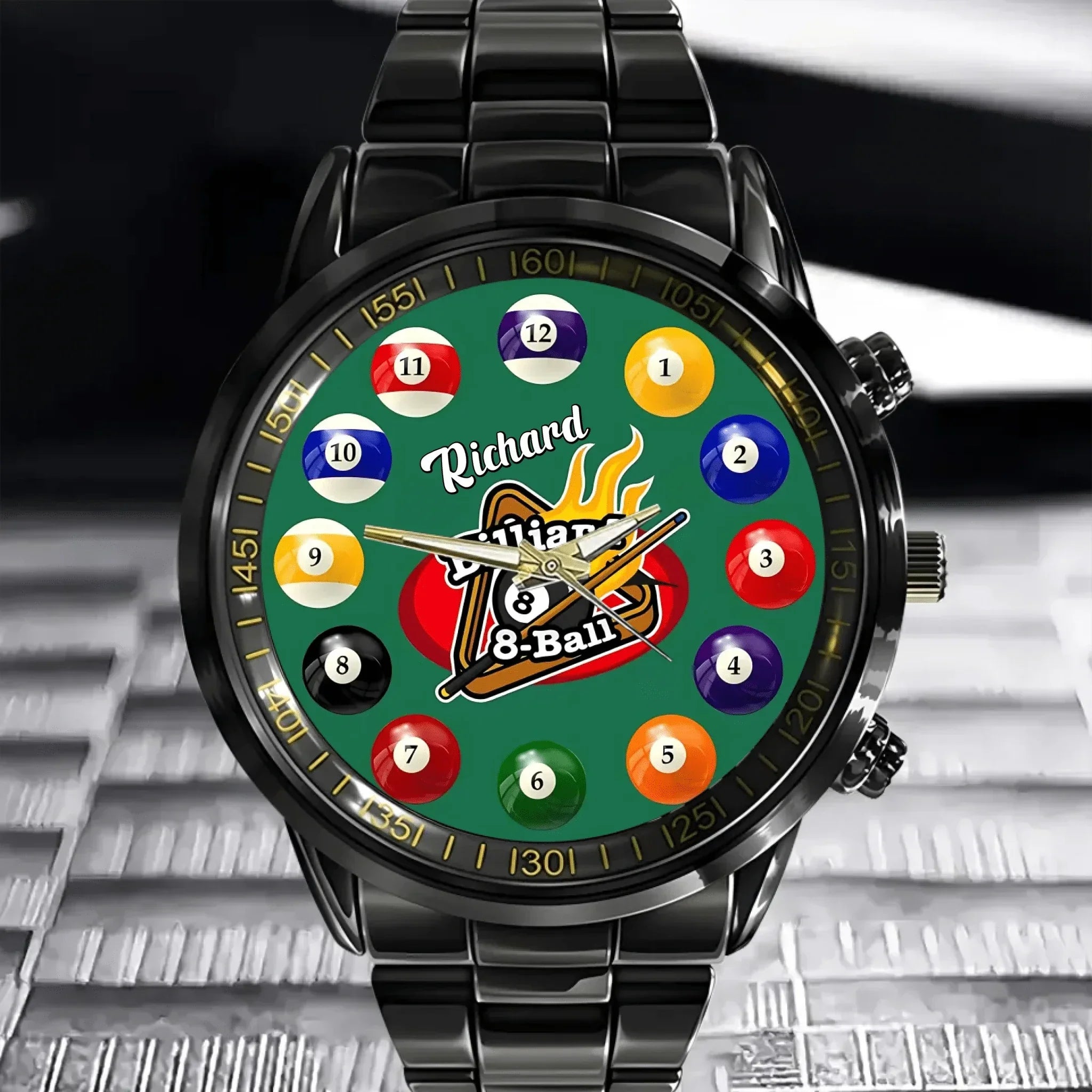 Customised Sports Themed Watch - Ball Motif Watch with Personalised Name - A Gift For Family,Friend,Sports Love