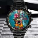 Customized Hippie-Inspired Musical Instrument Watch – Personalized Name Engraved Instrument Patterned Watch - A Gift For Music Enthusiast,Musicians,Friend,BFF - Joliny