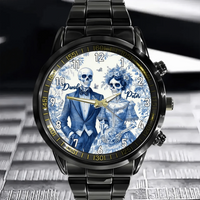 personalize! The blue skull couple watch isn't just an accessory; it's a symbol of love and personality. Add your name to craft a one - of - a - kind timepiece that stands out from the crowd. - Joliny