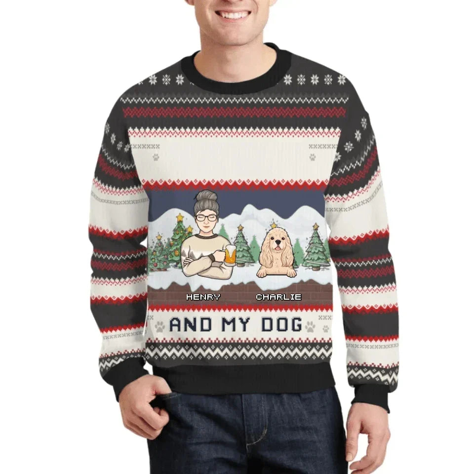 Me And My Pets Customized Christmas Clothes- Personalized Names, Cartoon Characters And Pet Graphics Sweater - A Gift For Pet Lovers,Pet Owners - Joliny