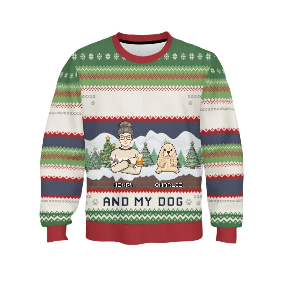 Me And My Pets Customized Christmas Clothes- Personalized Names, Cartoon Characters And Pet Graphics Sweater - A Gift For Pet Lovers,Pet Owners - Joliny