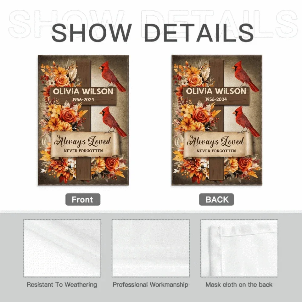 Memorial Gift Customization - Personalized Name And Birth-Death Commemorative Garden Flag - A Gift For Friends,Family - Joliny