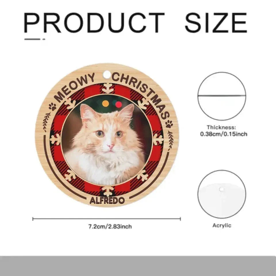 Merry Woofmas Meowy Christmas - Personalized Custom Round Shaped Photo Christmas Acrylic Ornament - Gift For Pet Lovers - Joliny