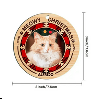 Merry Woofmas Meowy Christmas - Personalized Custom Round Shaped Wood Photo Christmas Ornament - Gift For Pet Lovers - Joliny