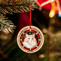 Merry Woofmas Meowy Christmas - Personalized Custom Round Shaped Wood Photo Christmas Ornament - Gift For Pet Lovers - Joliny