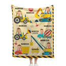 Minor Engineer - Personalised Name And Photo Construction Equipment Print Blanket - A Gift For Child - Joliny