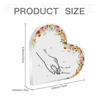 Mom Holding Children Hands Personalized Heart Acrylic Plaque - Joliny
