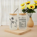 Mom Nutrition Facts Custom Birthday Flowers - Personalized Clear Glass Can - Joliny