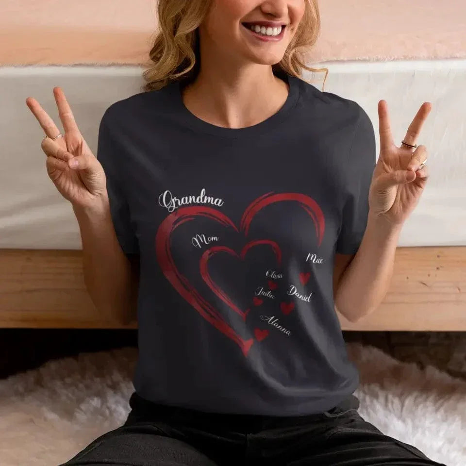 Mommy's Sweet hearts - Family Personalized Custom Unisex T-shirt, Hoodie - Gift For Grandma - Joliny