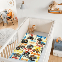 Monster Trucks Cars Motorcycles Collection - Customized Kids Name Blanket - Joliny