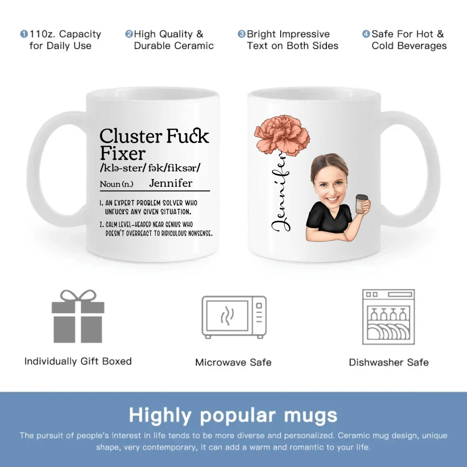 Mugs That Can Be Customized With Designs - Birthday Flower Mug Personalized With Cartoon Character And Name - A Gift For Friends,Coworkers - Joliny