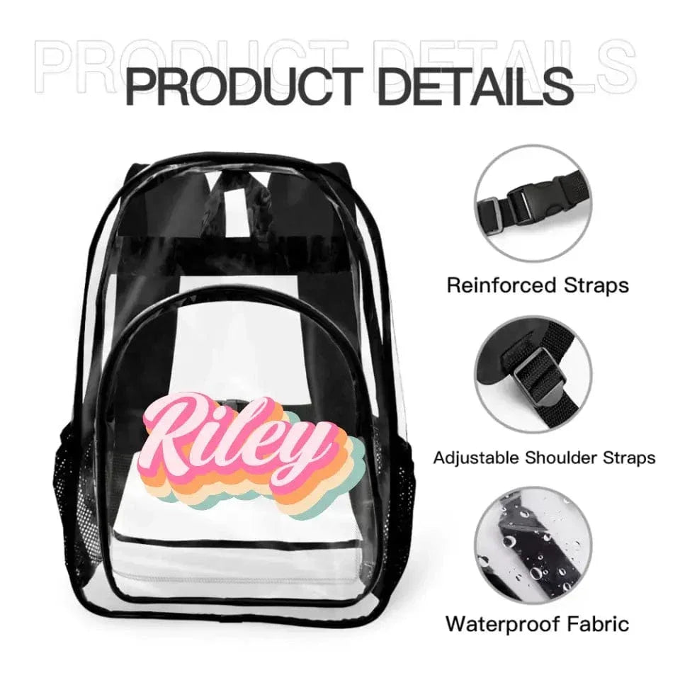 Multi-Color Name Customized Children'S Transparent Backpack - Children'S School Season Gifts - Joliny
