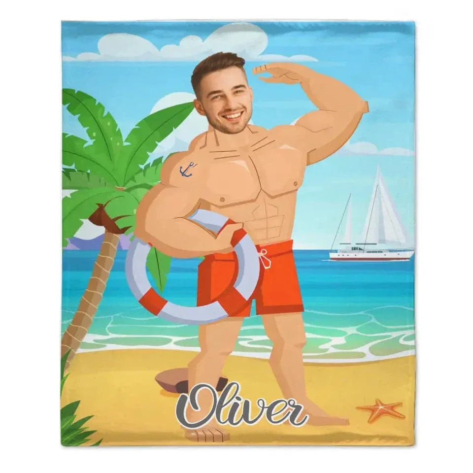 Muscle Body Face Custom Blanket, Mr. Bodybuilder Personalized Blanket - Joliny
