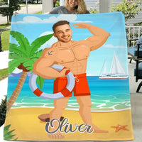 Muscle Body Face Custom Blanket, Mr. Bodybuilder Personalized Blanket - Joliny