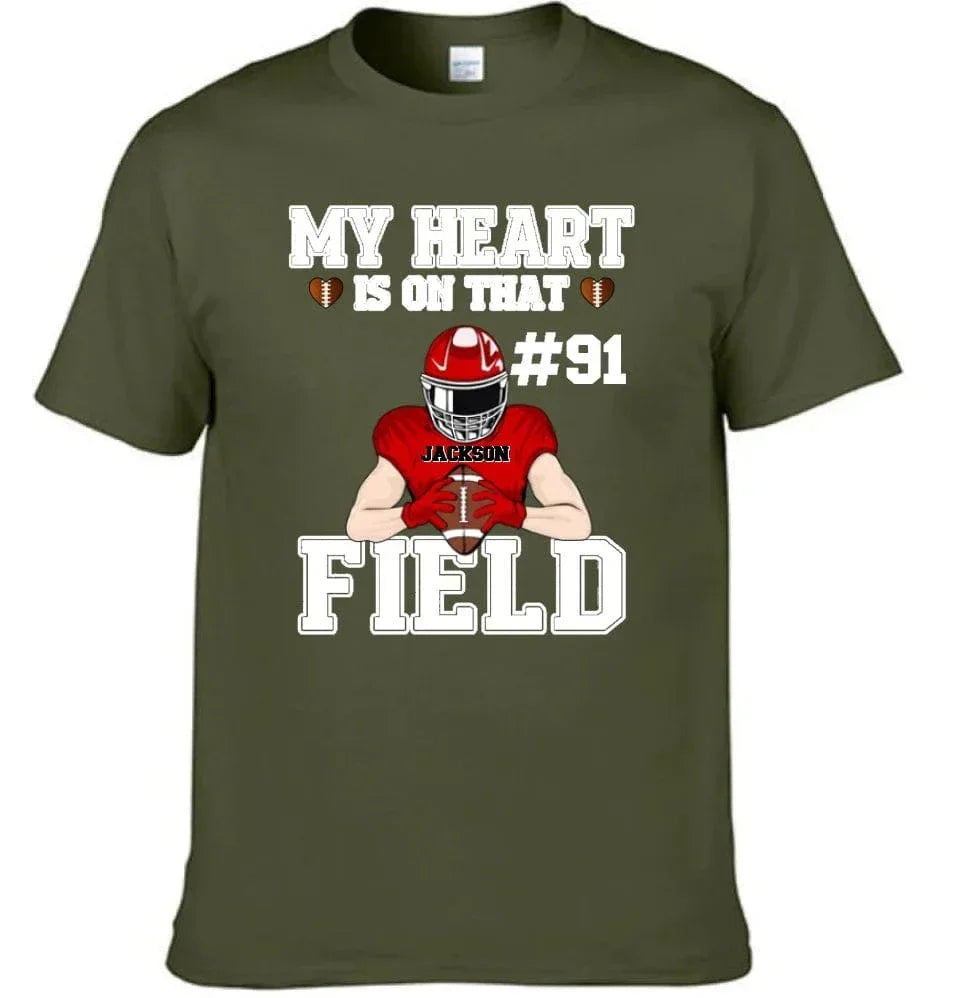 My Heart Is On That Field - Personalised Football Game Day T-Shirt - A Gift for Players,Family,Friend - Joliny