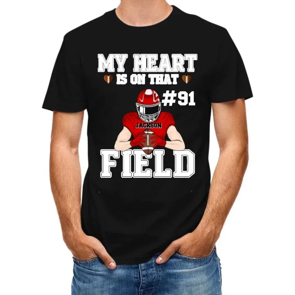 My Heart Is On That Field - Personalised Football Game Day T-Shirt - A Gift for Players,Family,Friend - Joliny