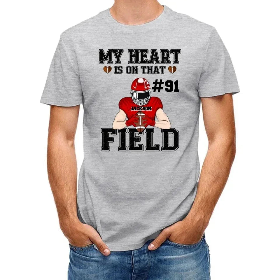 My Heart Is On That Field - Personalised Football Game Day T-Shirt - A Gift for Players,Family,Friend - Joliny