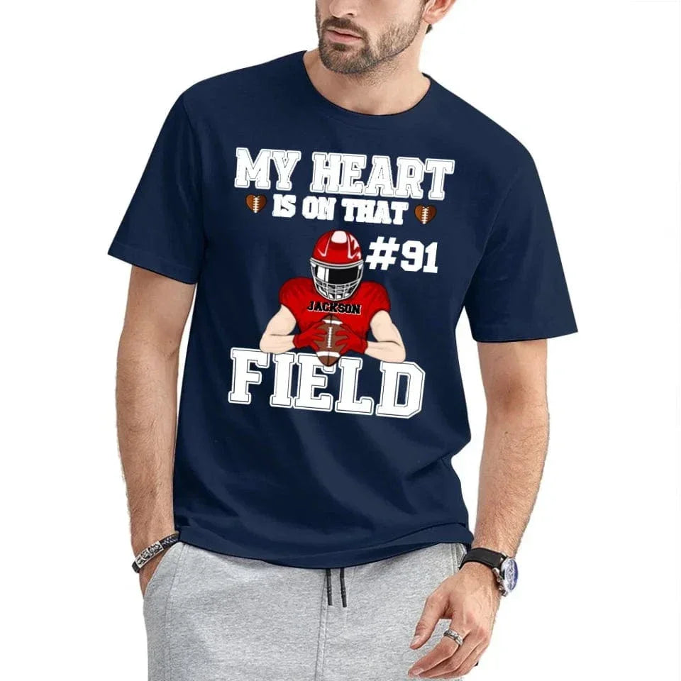 My Heart Is On That Field - Personalised Football Game Day T-Shirt - A Gift for Players,Family,Friend - Joliny