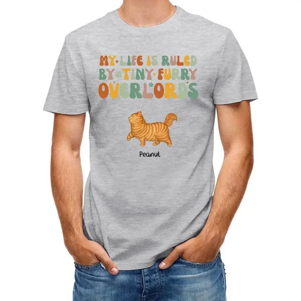 My Life Is Ruled By Tiny Furry Overlords Cat Mom Personalized Sleeve Printed T-shirt - Joliny