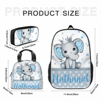 Name Blue Elephant Backpack, School Season Gift - Joliny