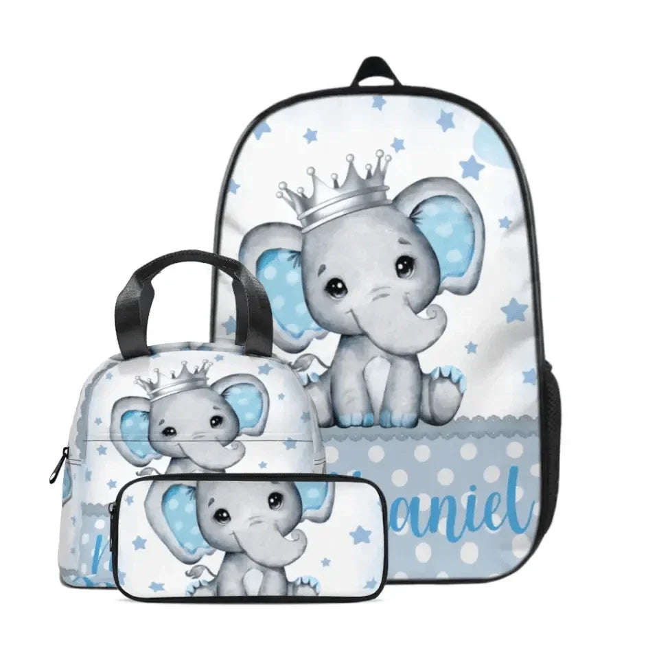 Name Blue Elephant Backpack, School Season Gift